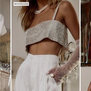 12th Tribe Shira Silver Rhinestone Crop Top - NWT